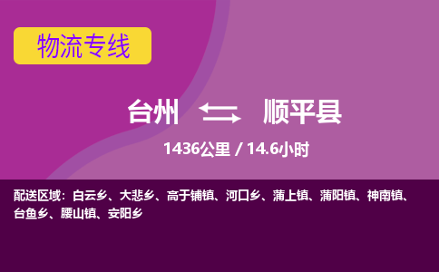 臺(tái)州到順平縣物流專線