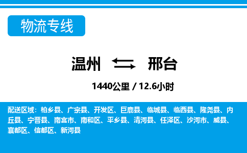溫州到邢臺信都區物流專線