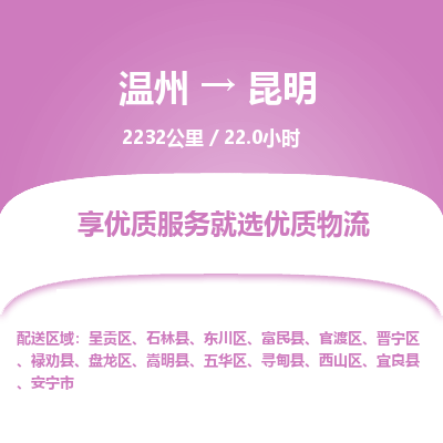 溫州到昆明盤龍區(qū)物流專線