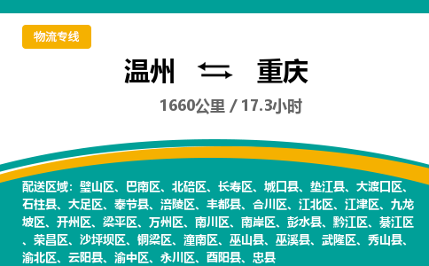 溫州到重慶榮昌區物流專線