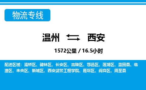 溫州到西安閻良區物流專線